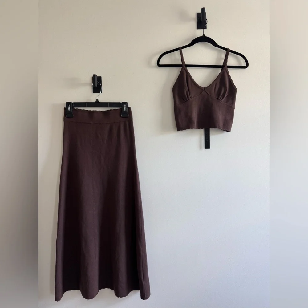 NWT House of Harlow 1960 Chocolate Brown Maxi Skirt Set - Picture 1 of 3